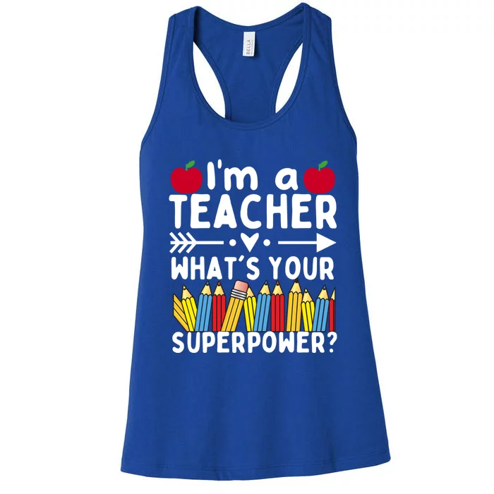 I'm A Teacher What's Your Superpower Teacher Appreciation Gift Women's Racerback Tank