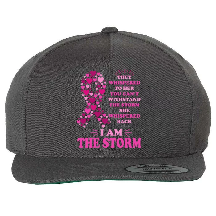 I Am The Storm Quote Breast Cancer Awareness Wool Snapback Cap