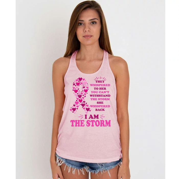 I Am The Storm Quote Breast Cancer Awareness Women's Knotted Racerback Tank