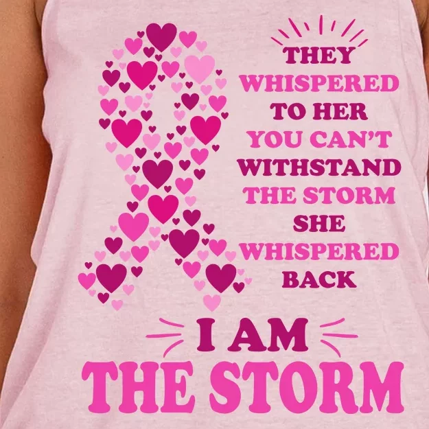 I Am The Storm Quote Breast Cancer Awareness Women's Knotted Racerback Tank