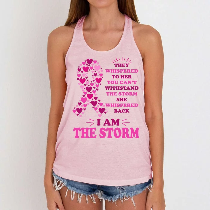 I Am The Storm Quote Breast Cancer Awareness Women's Knotted Racerback Tank