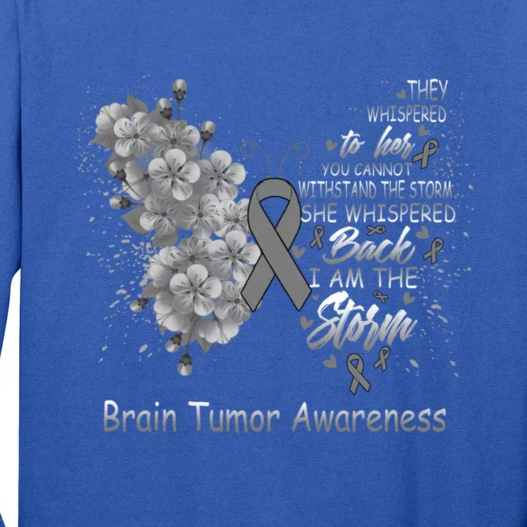 I Am The Storm Brain Tumor Awareness Butterfly Funny Gift Long Sleeve Shirt