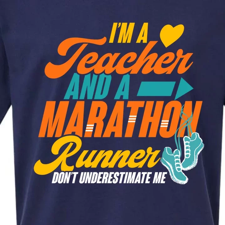 I'm A Teacher And A Marathon Runner Marathon Running Meaningful Gift Sueded Cloud Jersey T-Shirt