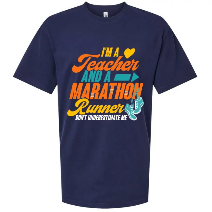 I'm A Teacher And A Marathon Runner Marathon Running Meaningful Gift Sueded Cloud Jersey T-Shirt