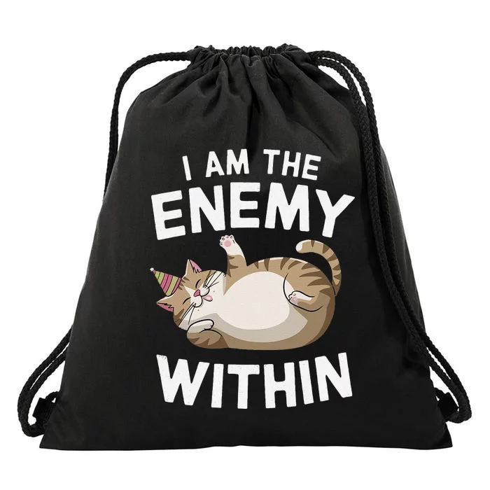 I Am The Enemy Within Drawstring Bag