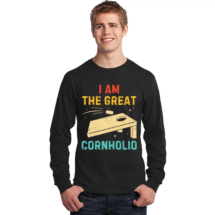 I Am The Great Cornholio Funny Bean Bag Toss Lover Long Sleeve Shirt