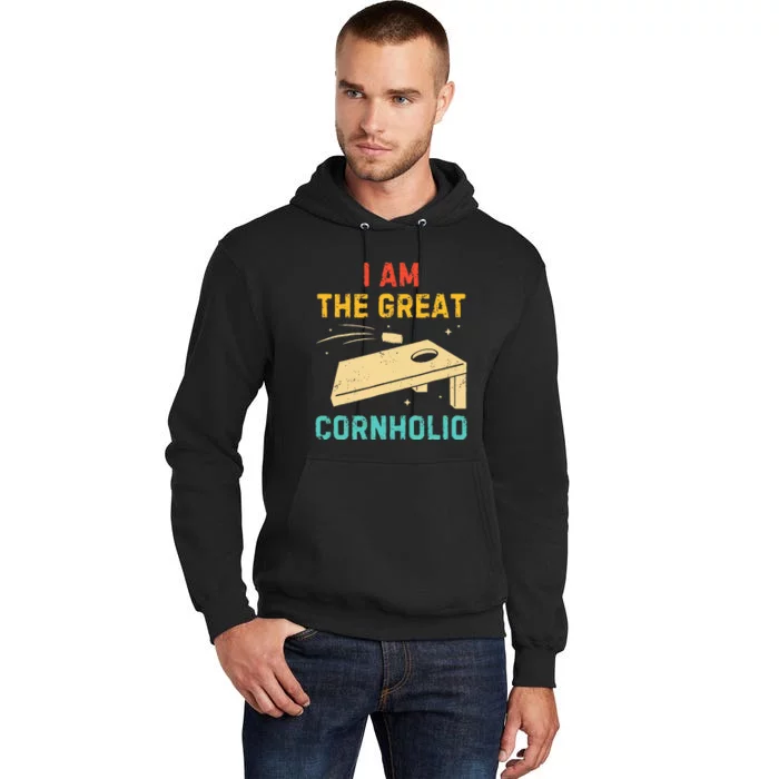 I Am The Great Cornholio Funny Bean Bag Toss Lover Tall Hoodie