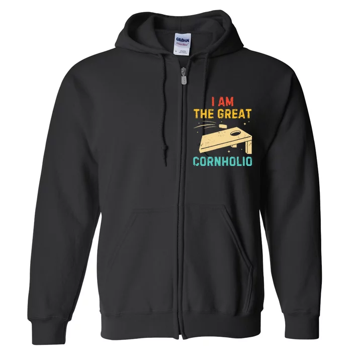 I Am The Great Cornholio Funny Bean Bag Toss Lover Full Zip Hoodie