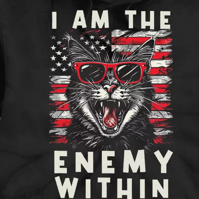 I Am The Enemy Within Kamala Harris 2024 Angry Cat Tie Dye Hoodie