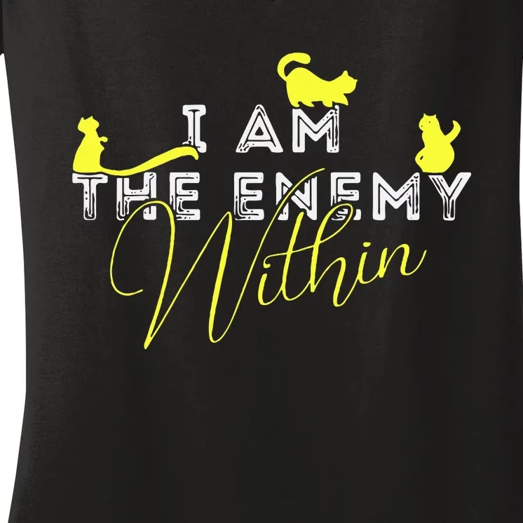 I Am The Enemy Within Pun Harris Walz Merch Women's V-Neck T-Shirt