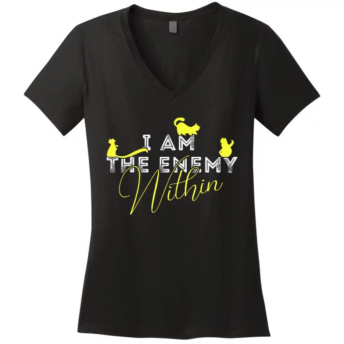 I Am The Enemy Within Pun Harris Walz Merch Women's V-Neck T-Shirt