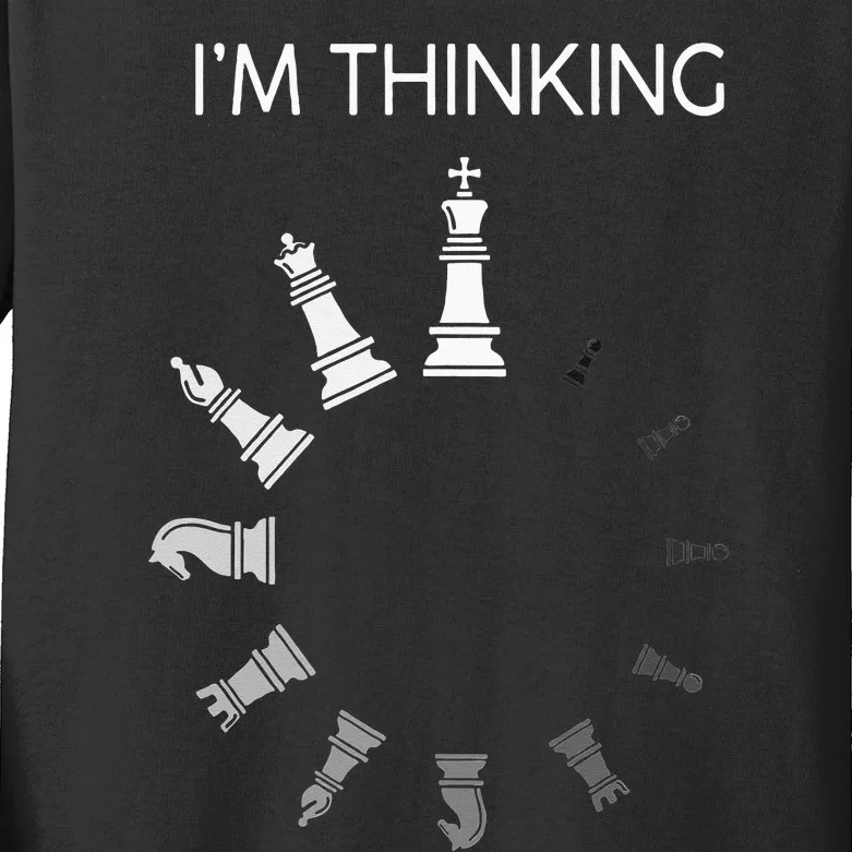 I Am Thinking Chess Pieces Im Thinking Chess Player Lover Kids Long Sleeve Shirt