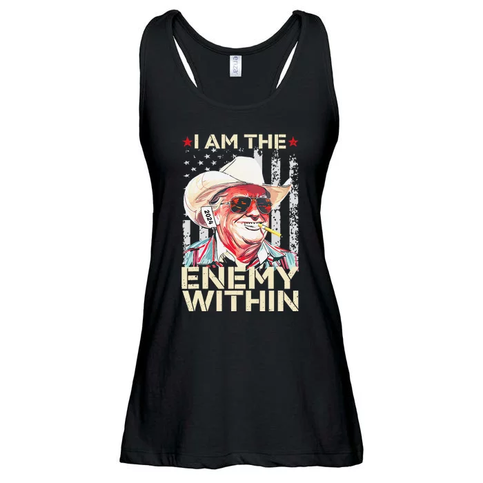 I Am The Enemy Within Funny Trump Cowboy Election Vote 2024 Ladies Essential Flowy Tank