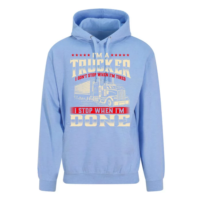 I'm A Trucker Great Gift Semi Truck Driver Big Rig Trucking Trucks Gift Unisex Surf Hoodie