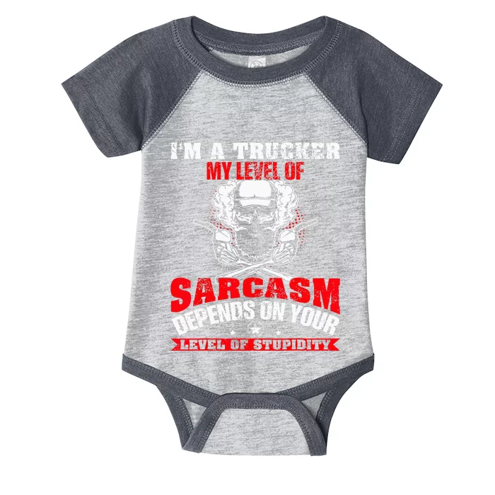 Im A Trucker My Level Of Sarcasm Depends On Your Level Of Infant Baby Jersey Bodysuit