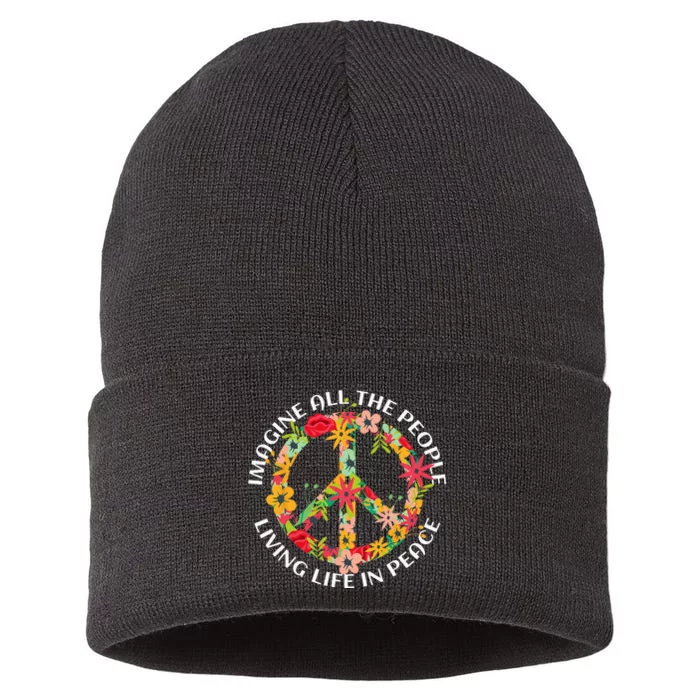 Imagine All The People Living Life In Peace Sustainable Knit Beanie