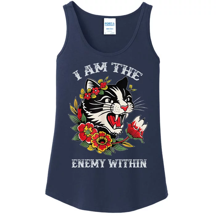 I Am The Enemy Within Cat Kamala Harris 2024 Merch Ladies Essential Tank