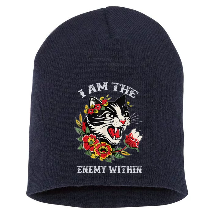 I Am The Enemy Within Cat Kamala Harris 2024 Merch Short Acrylic Beanie