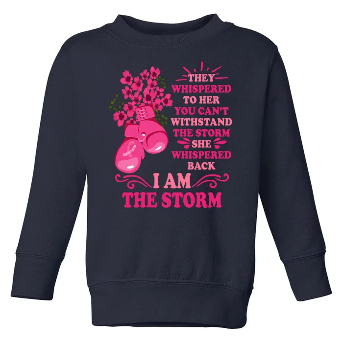 I Am The Storm Fight Breast Cancer Awareness Quote Toddler Sweatshirt