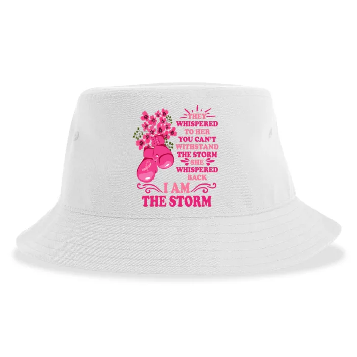 I Am The Storm Fight Breast Cancer Awareness Quote Sustainable Bucket Hat