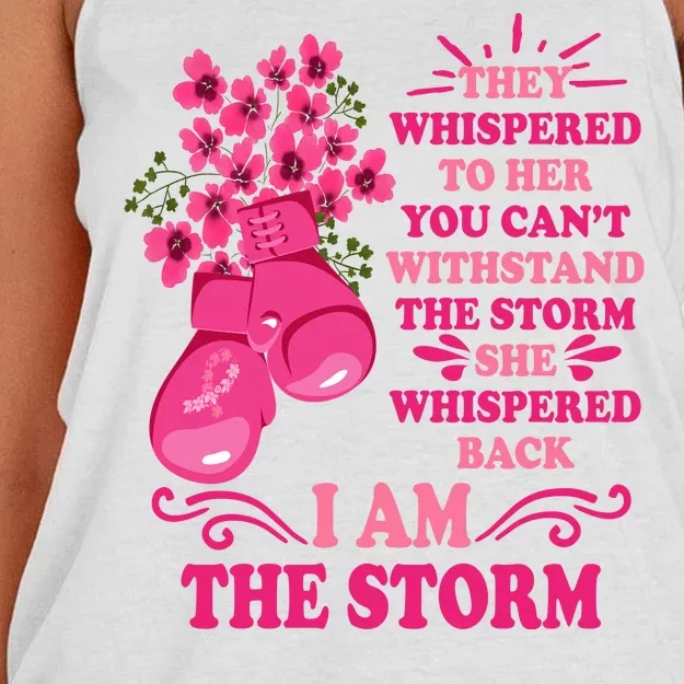 I Am The Storm Fight Breast Cancer Awareness Quote Women's Knotted Racerback Tank