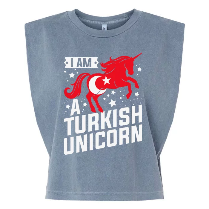 Iam A Turkish Unicorn Flag Design Tourist Souvenir Garment-Dyed Women's Muscle Tee