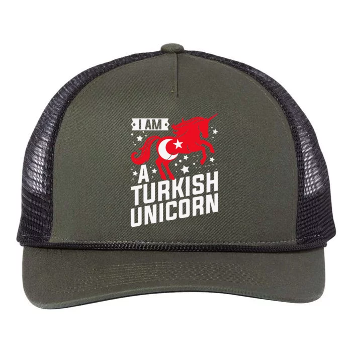 Iam A Turkish Unicorn Flag Design Tourist Souvenir Retro Rope Trucker Hat Cap