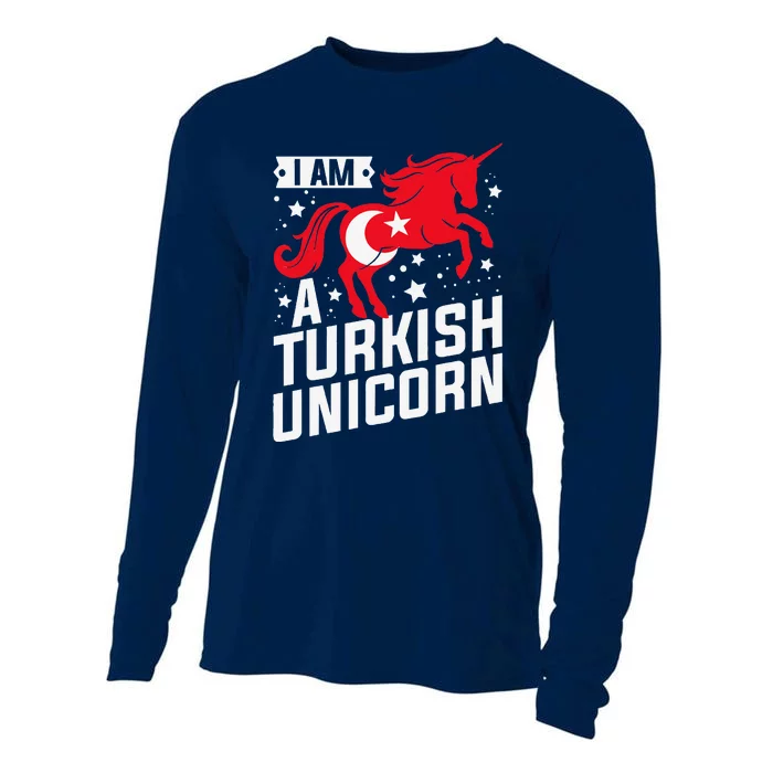 Iam A Turkish Unicorn Flag Design Tourist Souvenir Cooling Performance Long Sleeve Crew