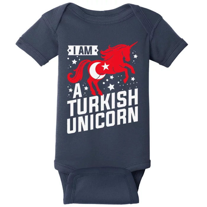 Iam A Turkish Unicorn Flag Design Tourist Souvenir Baby Bodysuit