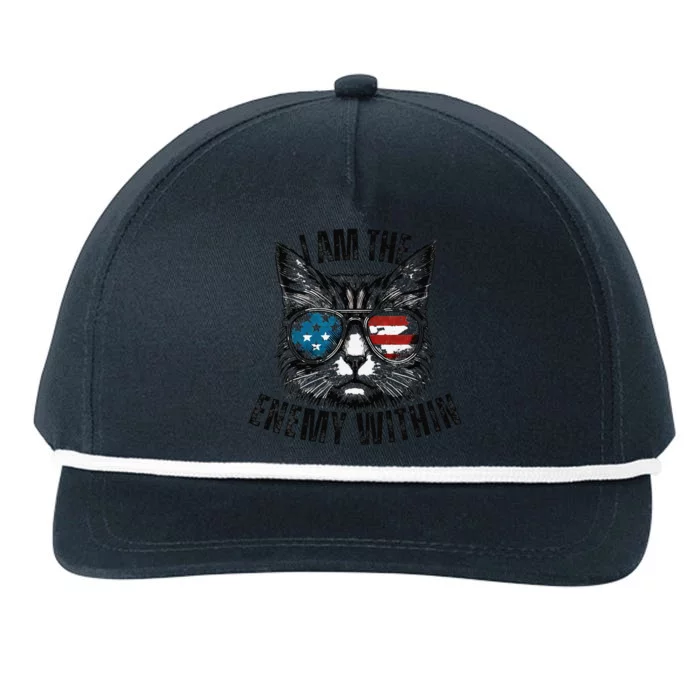 I Am The Enemy Within Cat Design Kamala Harris 2024 Merch Snapback Five-Panel Rope Hat