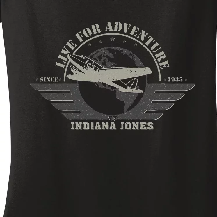 Indiana And The Temple Of Doom Aviation Badge Women's V-Neck T-Shirt