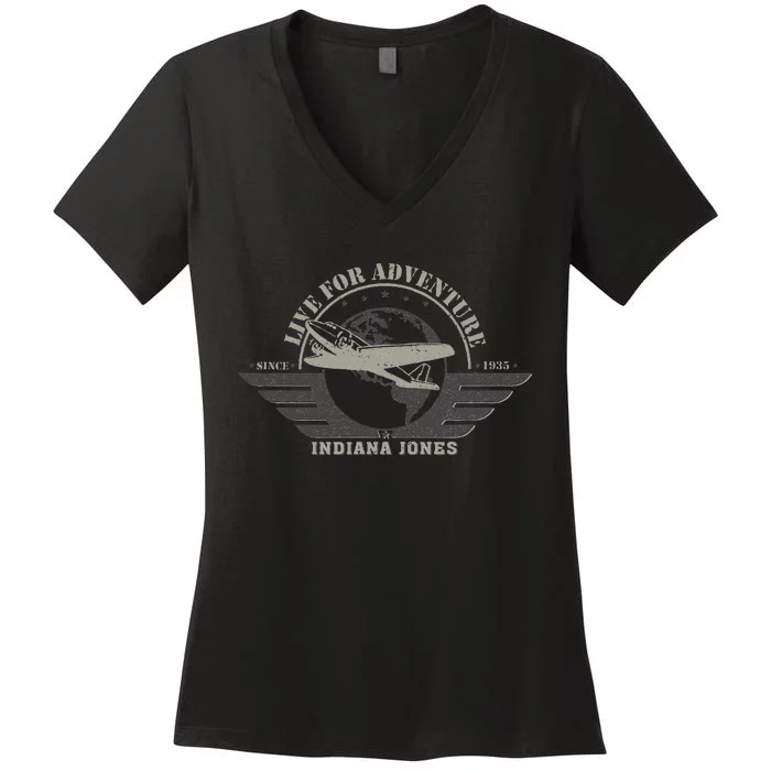 Indiana And The Temple Of Doom Aviation Badge Women's V-Neck T-Shirt