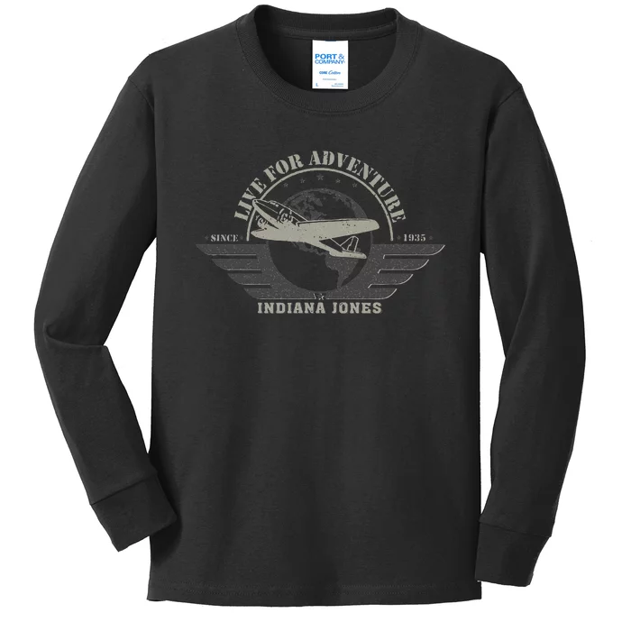 Indiana And The Temple Of Doom Aviation Badge Kids Long Sleeve Shirt