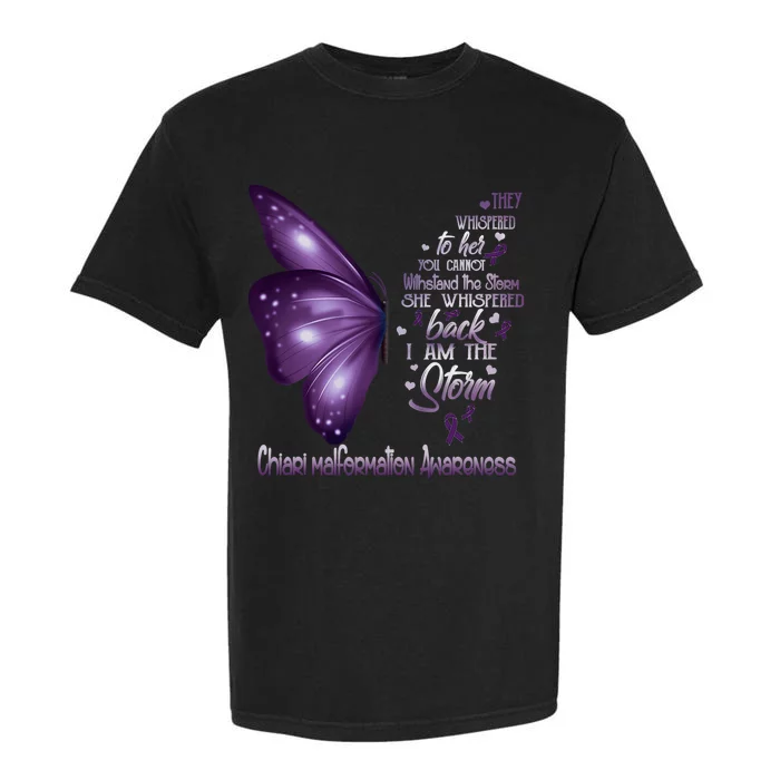 I Am The Storm Chiari Malformation Awareness Butterfly Garment-Dyed Heavyweight T-Shirt