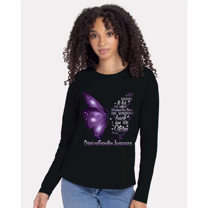 I Am The Storm Chiari Malformation Awareness Butterfly Womens Cotton Relaxed Long Sleeve T-Shirt