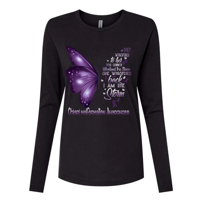 I Am The Storm Chiari Malformation Awareness Butterfly Womens Cotton Relaxed Long Sleeve T-Shirt