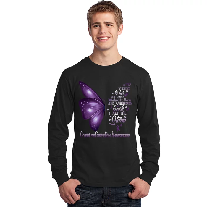 I Am The Storm Chiari Malformation Awareness Butterfly Long Sleeve Shirt