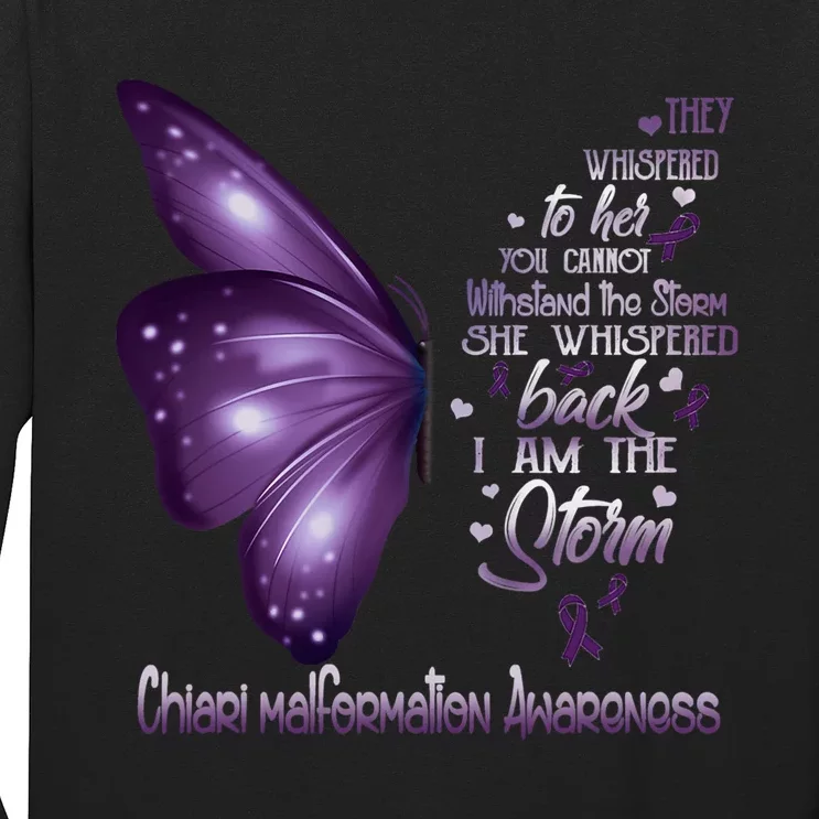 I Am The Storm Chiari Malformation Awareness Butterfly Long Sleeve Shirt