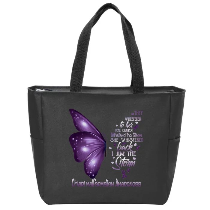 I Am The Storm Chiari Malformation Awareness Butterfly Zip Tote Bag