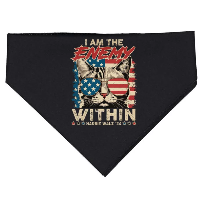 I Am The Enemy Within Kamala Harris Cat 2024 USA-Made Doggie Bandana