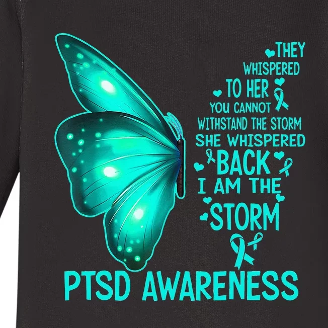 I Am The Storm PTSD Awareness Butterfly Baby Long Sleeve Bodysuit