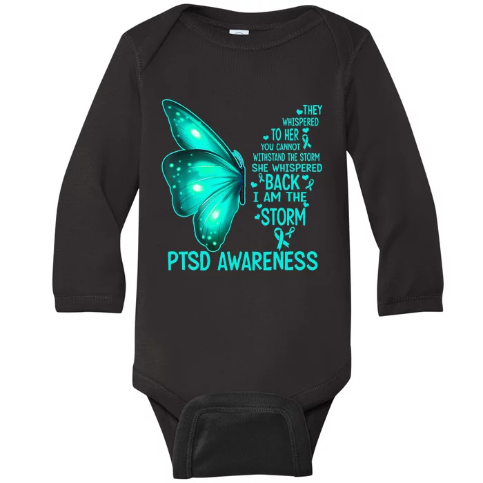 I Am The Storm PTSD Awareness Butterfly Baby Long Sleeve Bodysuit