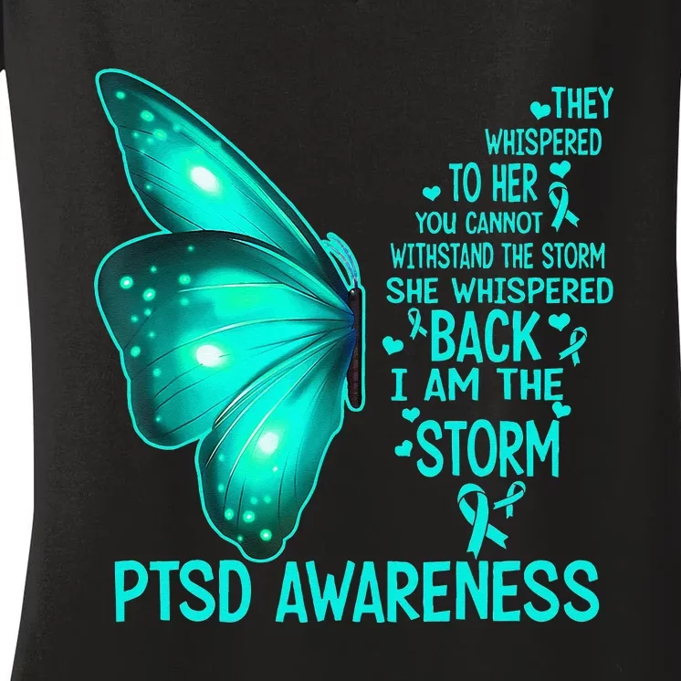 I Am The Storm PTSD Awareness Butterfly Women's V-Neck T-Shirt