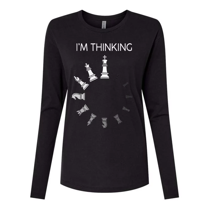 I am Thinking Chess Pieces I'm Thinking Chess Player Lover Womens Cotton Relaxed Long Sleeve T-Shirt