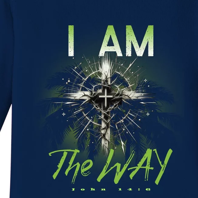 I Am The Way Christian Cross Of Jesus Christ Punk Art Design Gift Baby Long Sleeve Bodysuit