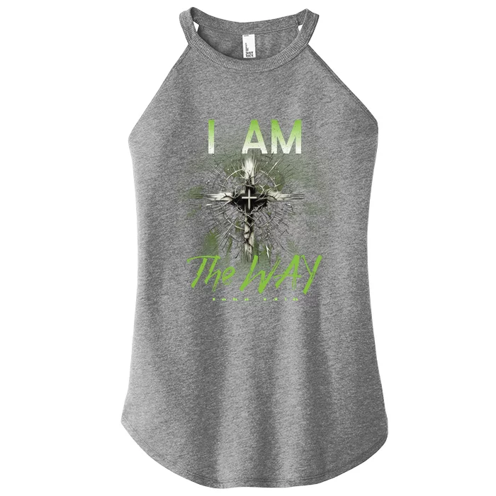 I Am The Way Christian Cross Of Jesus Christ Punk Art Design Gift Women’s Perfect Tri Rocker Tank