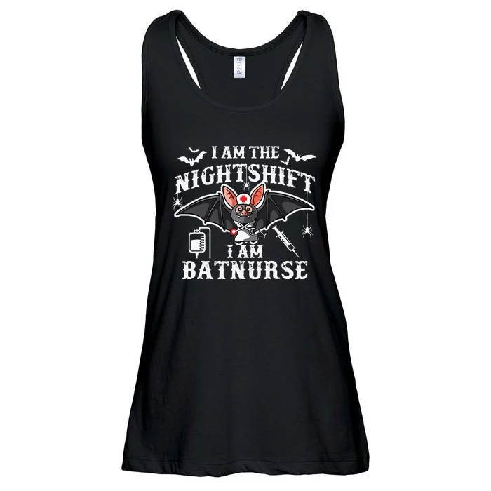 I Am The Nightshift I Am Bat Nurse Halloween Nursing Job Ladies Essential Flowy Tank