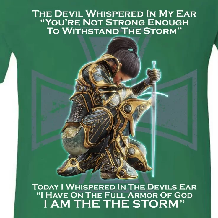 I Am The Storm Female Knight Warrioress V-Neck T-Shirt