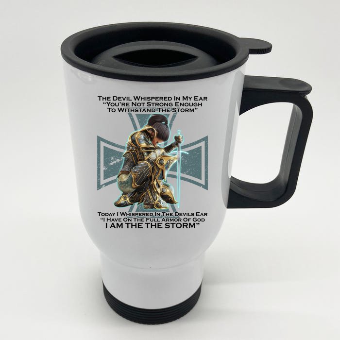 I Am The Storm Female Knight Warrioress Front & Back Stainless Steel Travel Mug