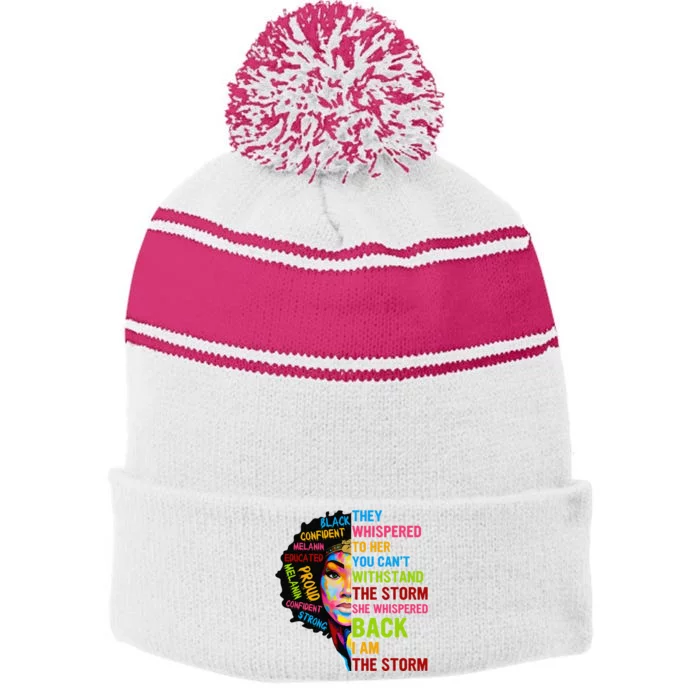 I Am The Storm Juneteenth Black History Month Stripe Pom Pom Beanie